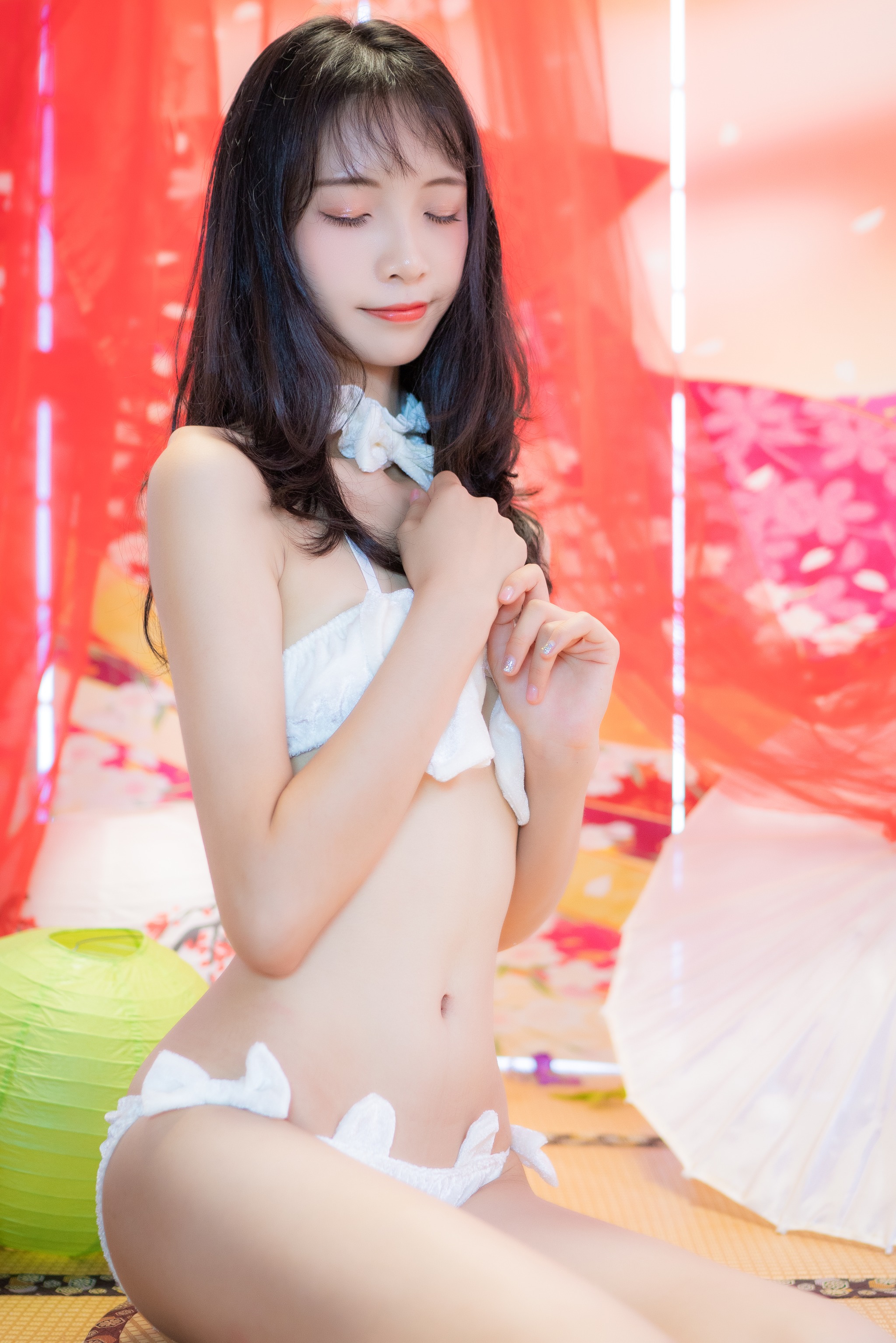 图片[1]-西瓜少女 西呱呀呀呀 – NO.009 西瓜少女(西呱呀呀呀) 日系棚拍白猫咪内衣 [34P]-XikXak